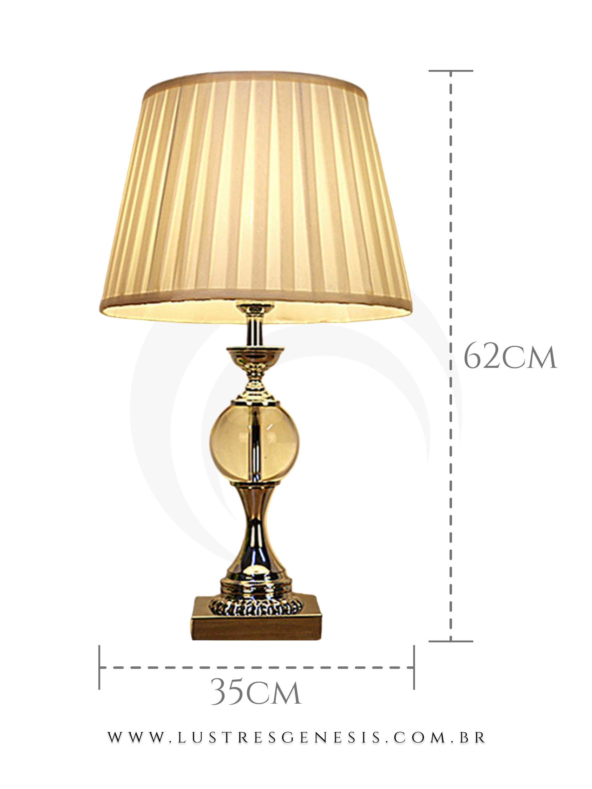 Abajur Riano com base cromada e cúpula bege, ideal para cabeceira de cama ou mesa de escritório, da marca Lux Lustres.